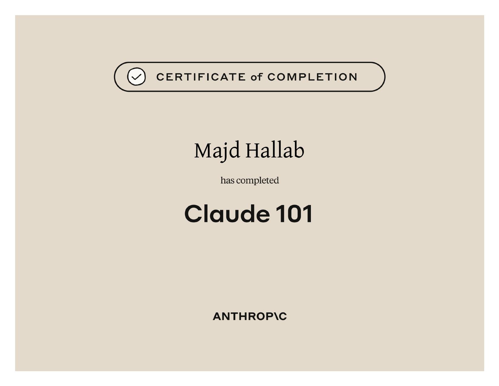 Claude 101 Certificate